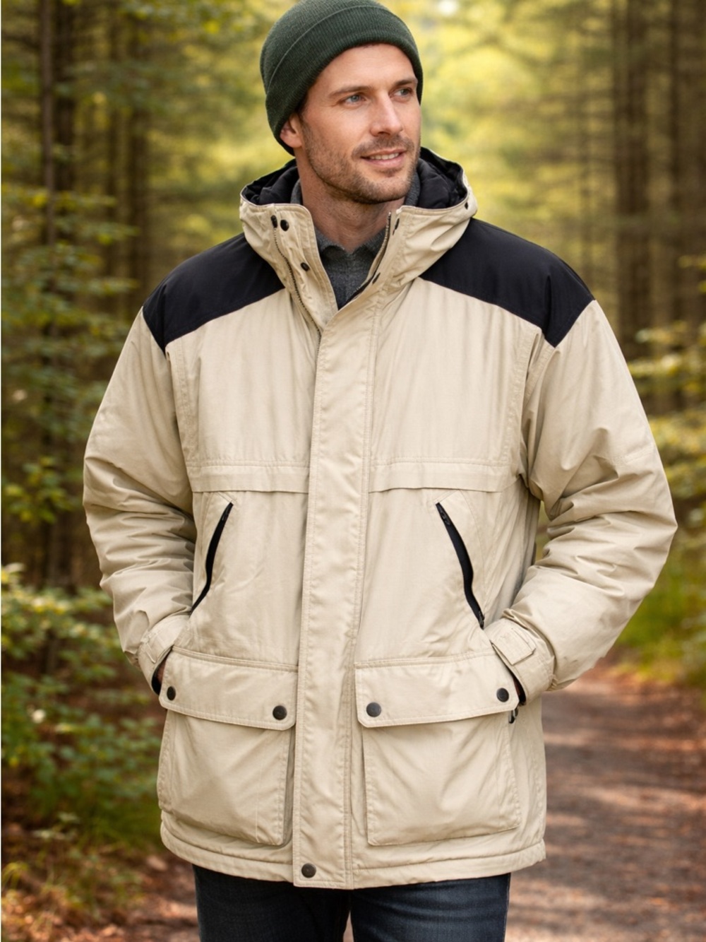 HOST PICK Pacific Trail Outdoor Wear Men’s Coat in Khaki with Black Trim